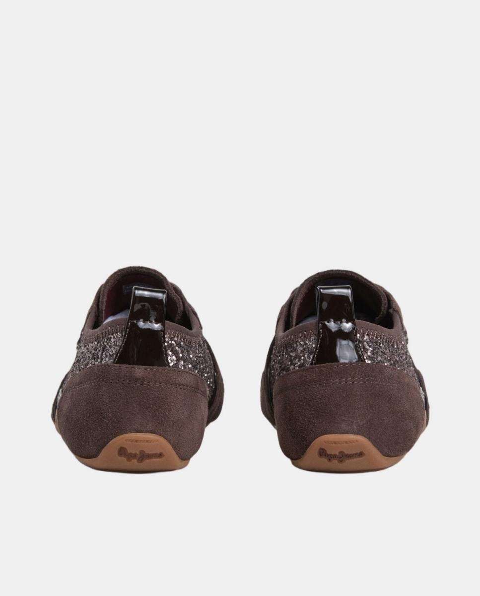 Zapatilla de mujer ultraligera con purpurina - Pepe Jeans - Marrón chocolate Marrón chocolate-4