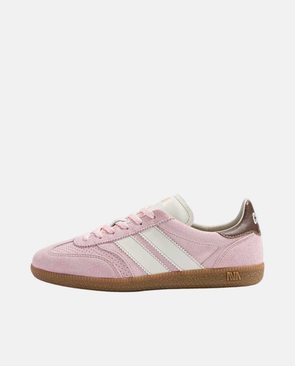Sapatilhas em pele com desenho assimétrico inspiradas em andebol Rosa-2