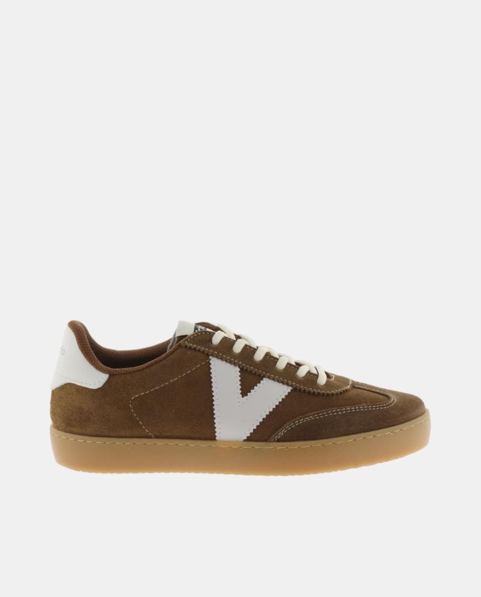 Victoria - Zapatillas de serraje de mujer con piezas en contraste y suela color caramelo.