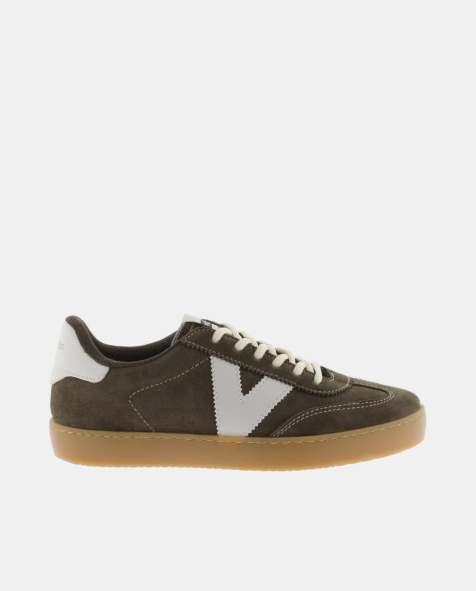 Victoria - Zapatillas de serraje de mujer con piezas en contraste y suela color caramelo.