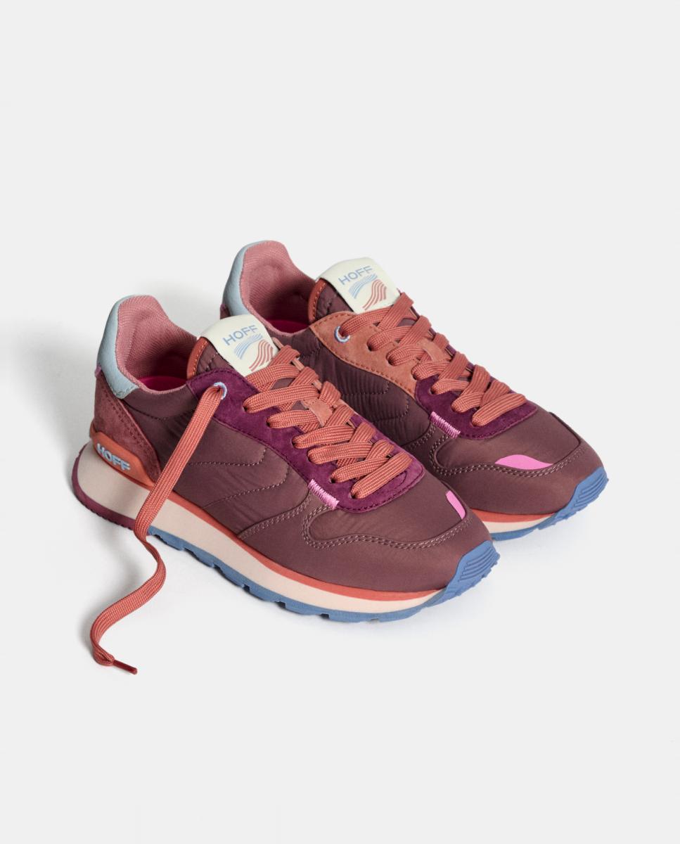 Zapatillas de mujer en piel y textil bajas con suela de goma - Hoff - Rojo Granate Rojo Granate-3