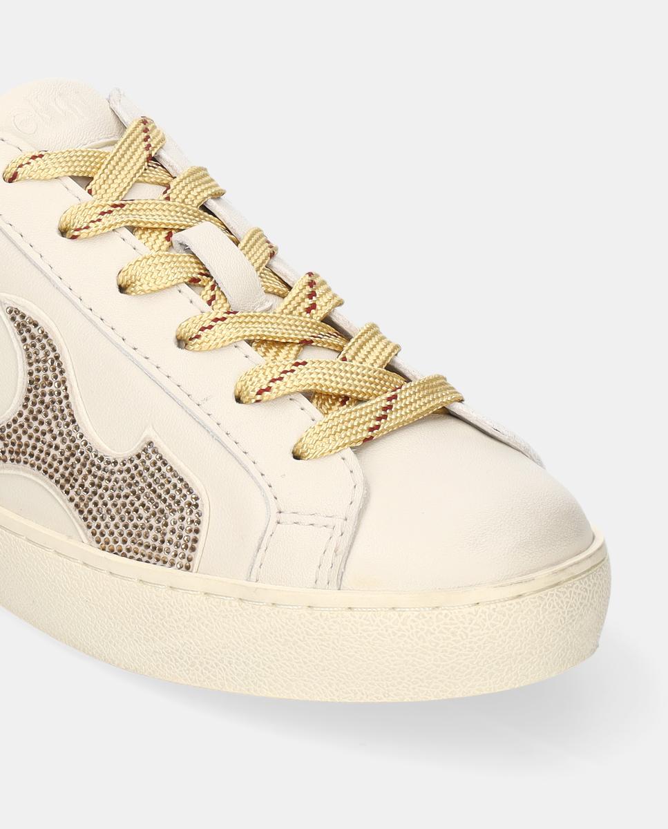 Sapatilhas Desportivas em Pele Branco-3