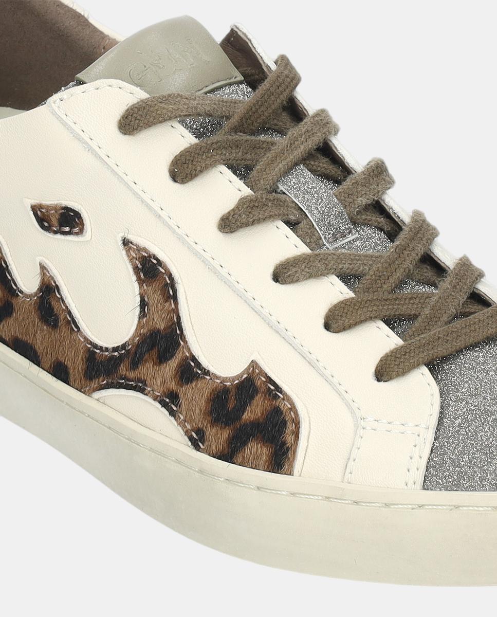 Sapatilhas Desportivas em Pele Branco-2