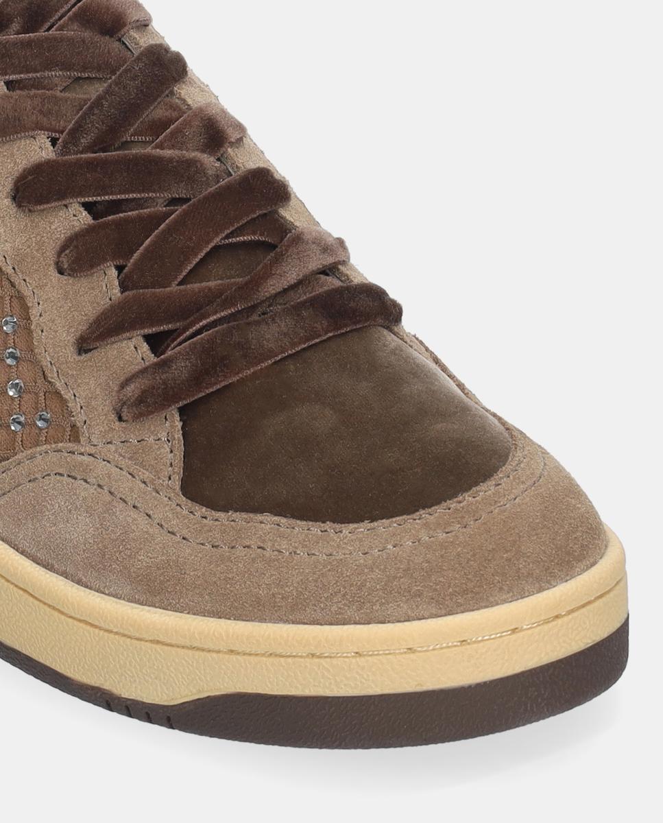 Sapatilhas Desportivas em Pele Castanho taupe-2