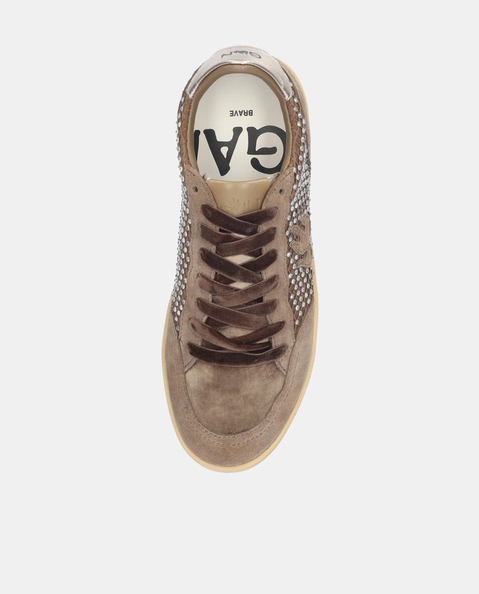 Sapatilhas Desportivas em Pele Castanho taupe-3