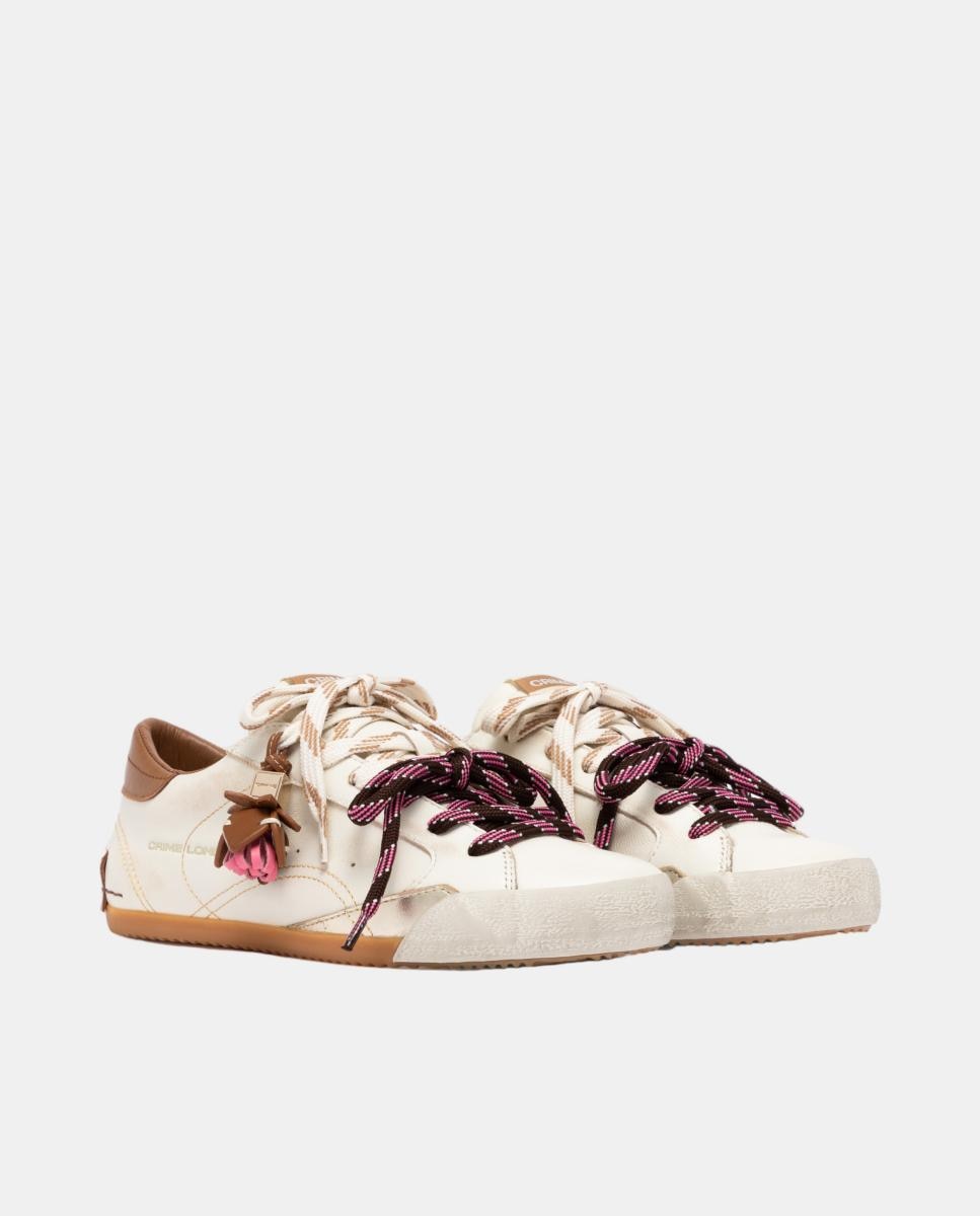 Zapatillas de mujer tipo casco bajas - Crime London - Blanco Hueso Blanco Hueso-2