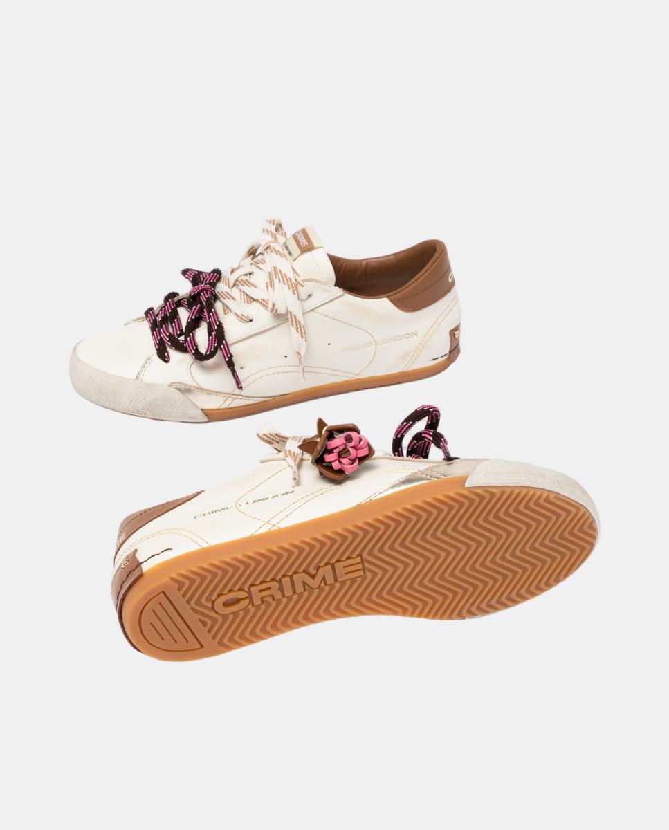 Zapatillas de mujer tipo casco bajas - Crime London - Blanco Hueso Blanco Hueso-4
