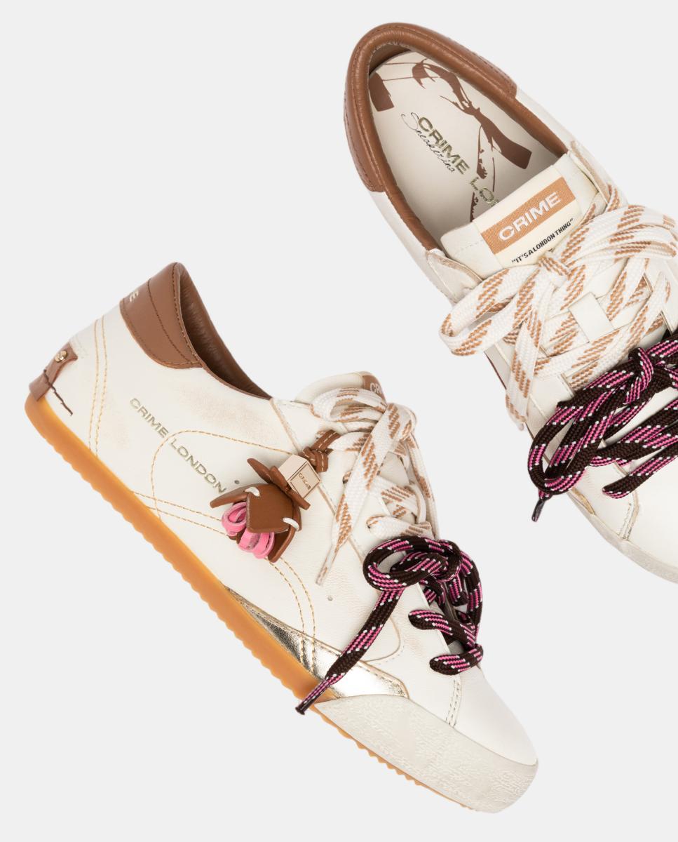 Zapatillas de mujer tipo casco bajas - Crime London - Blanco Hueso Blanco Hueso-5