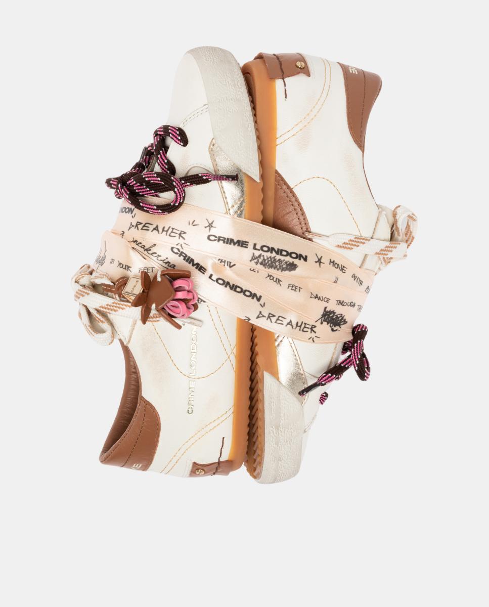 Zapatillas de mujer tipo casco bajas - Crime London - Blanco Hueso Blanco Hueso-7