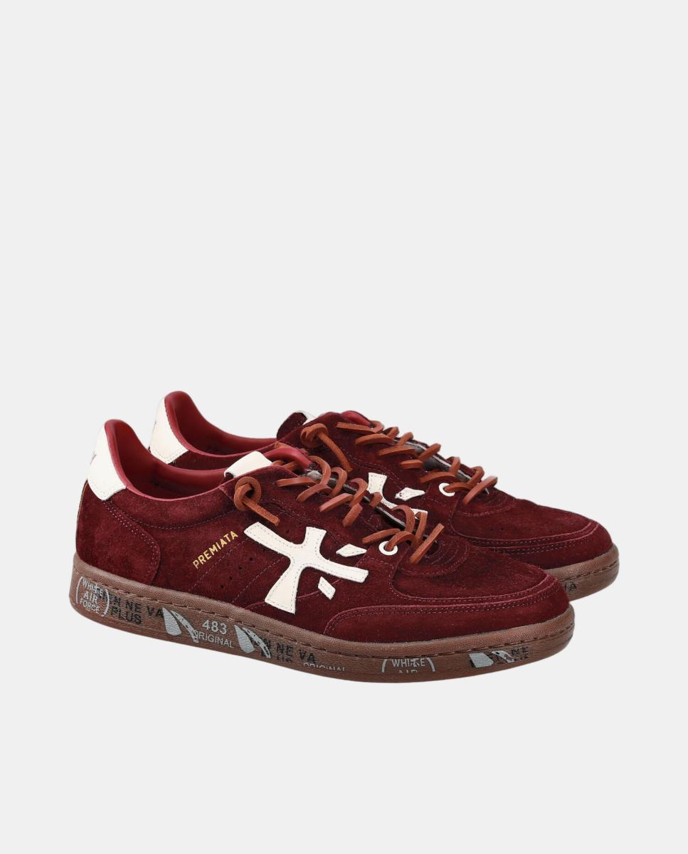 Deportivo BSKT Clayd mujer en suede con detalles a contraste - Premiata - Rojo Granate Rojo Granate-2