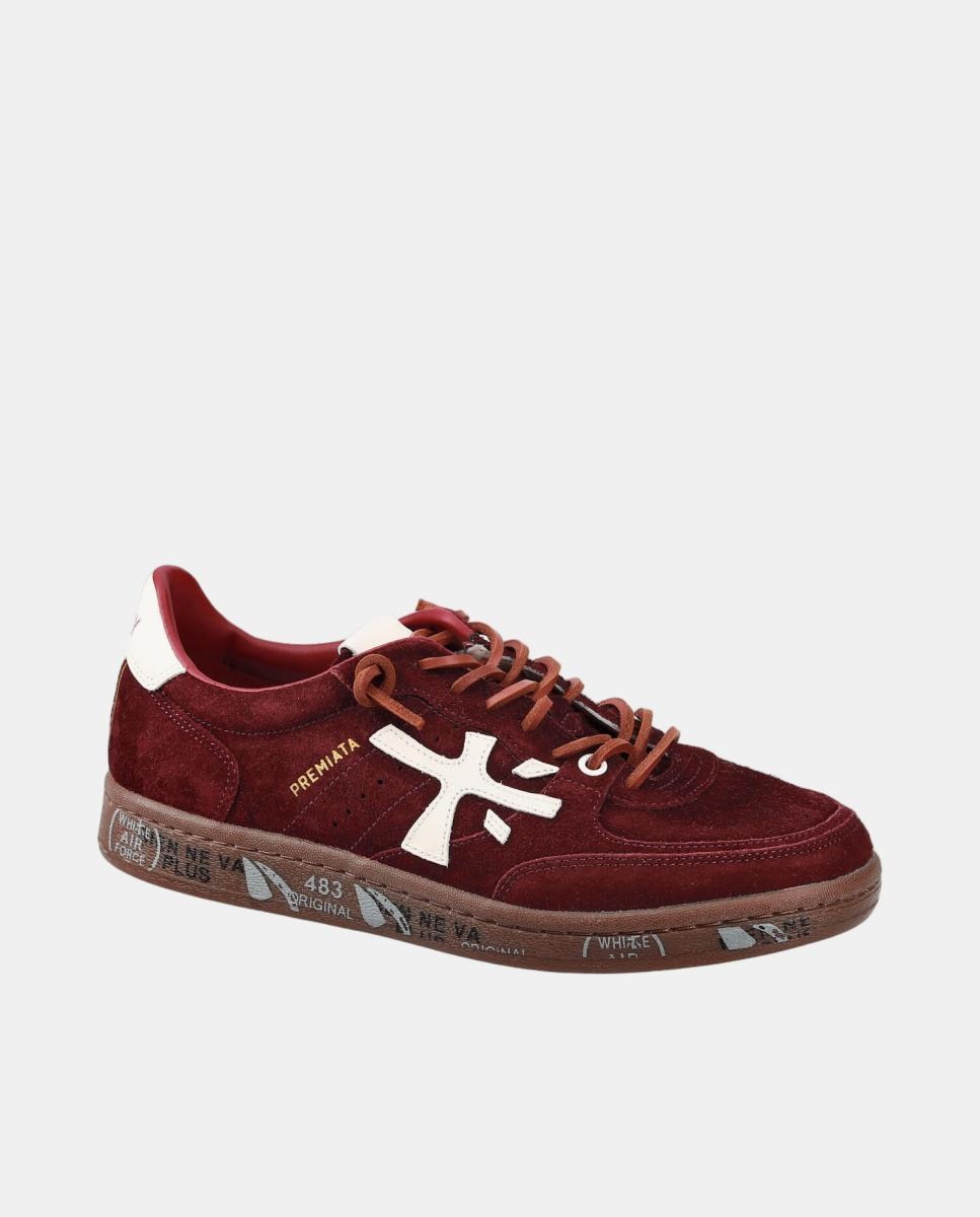Deportivo BSKT Clayd mujer en suede con detalles a contraste - Premiata - Rojo Granate Rojo Granate-4