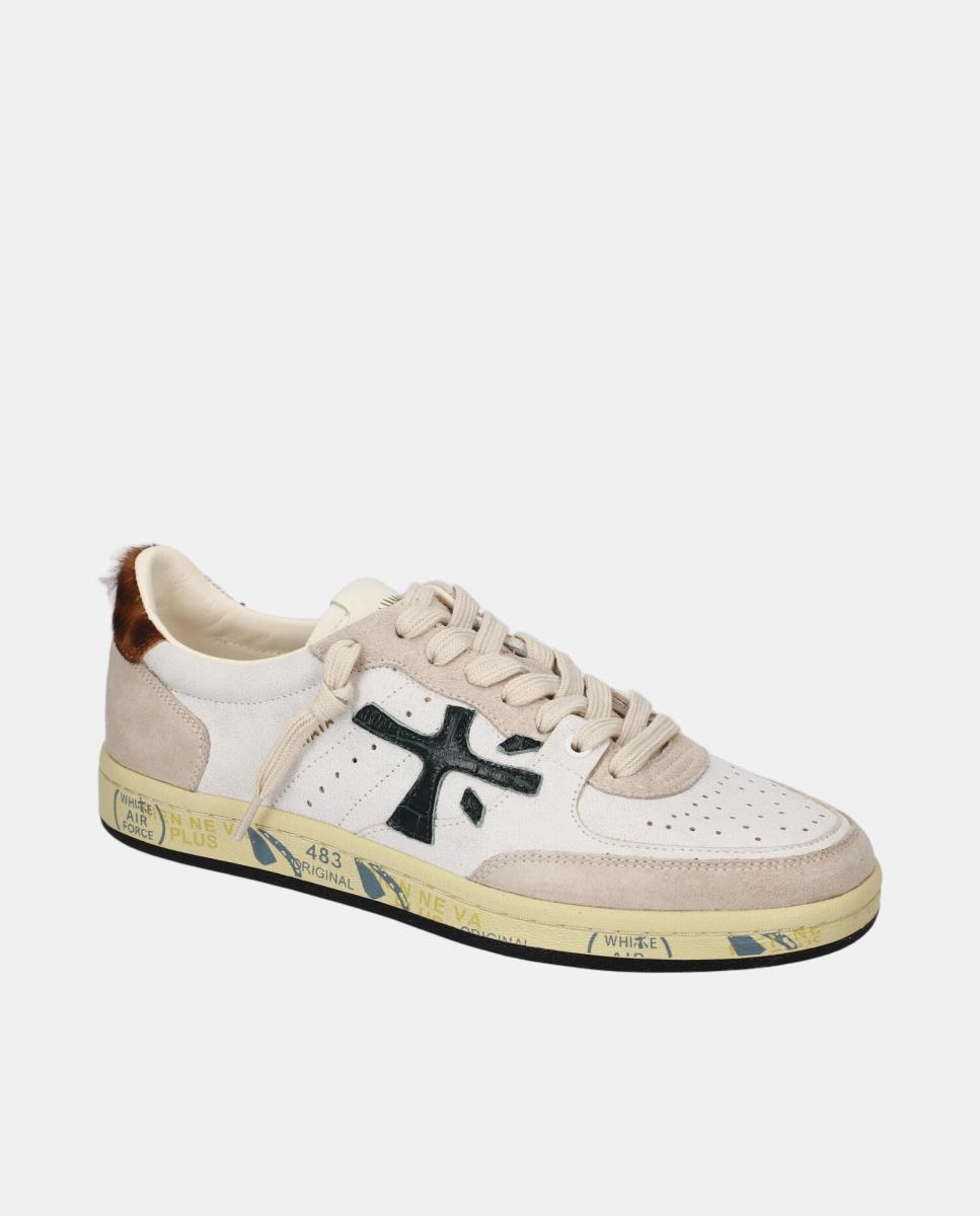 Deportivo BSKT Clayd mujer en piel con detalles a contraste - Premiata - Beige Beige-3