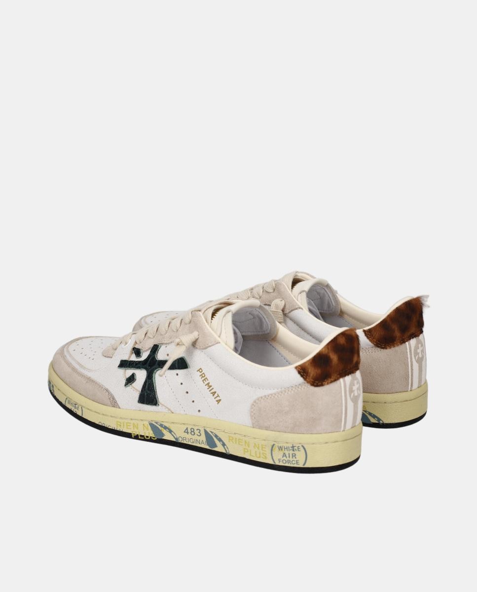 Deportivo BSKT Clayd mujer en piel con detalles a contraste - Premiata - Beige Beige-4