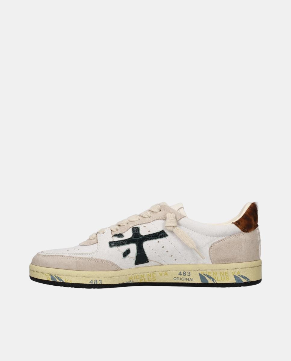 Deportivo BSKT Clayd mujer en piel con detalles a contraste - Premiata - Beige Beige-6