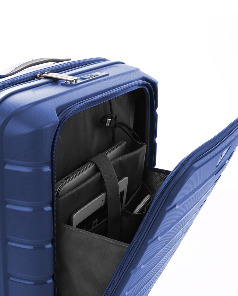 Trolley de Cabine Business B-Flying Rígido Expansível com Capacidade até 47 L Azul-7