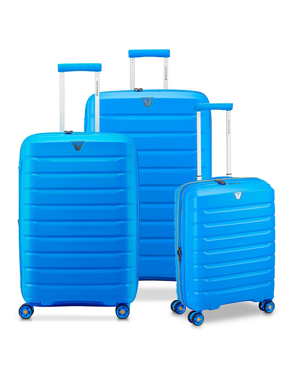 Conjunto de Trolleys (Grande, Médio e Cabine) B-Flying Rígidos Expansíveis até 129 L Azul-claro-1