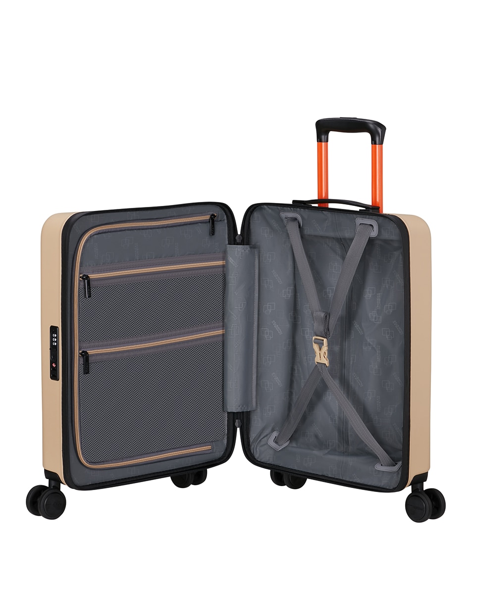 Trolley Pequeno Trailon Spinner 55/20 Tsa Rígido com Capacidade de 36 L Natural-3