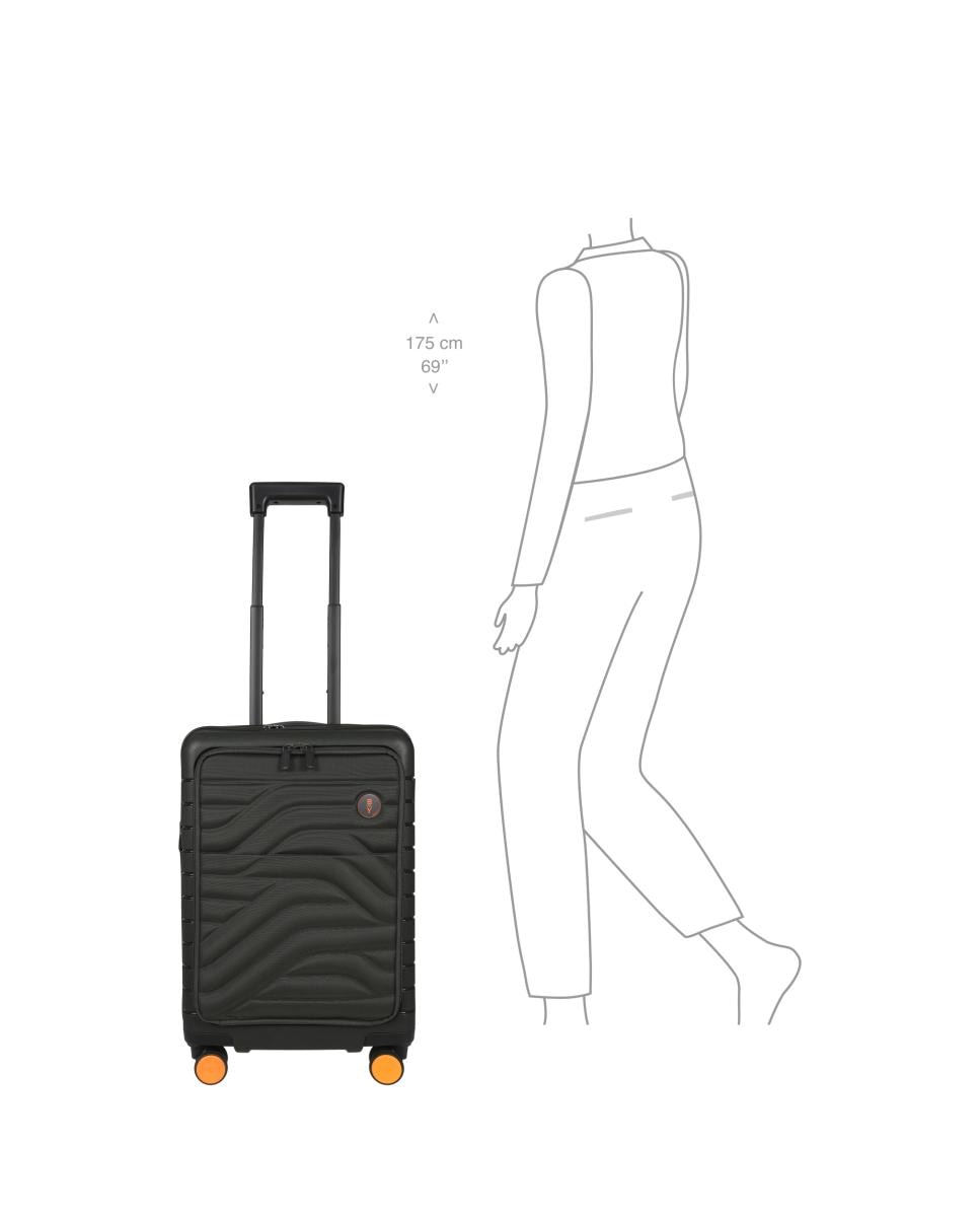 Trolley de Cabine Rígido com Secção Expansível e Bolso à Frente Porta-PC - 39 L Verde-escuro-11