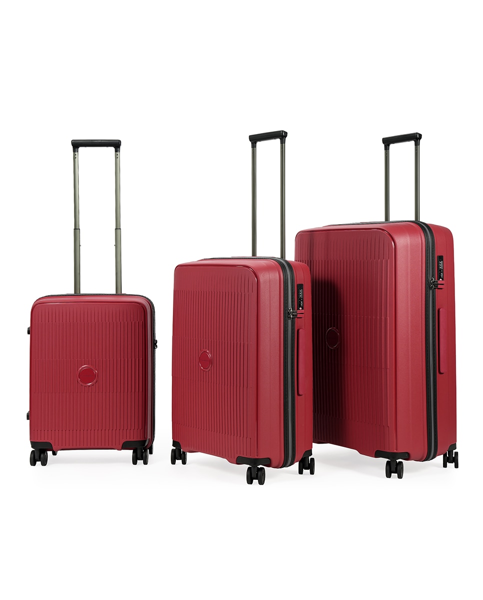 Mala Tipo Trolley Grande em Polipropileno Waterproof Zipper - 76 cm/4 kg Vermelho-4
