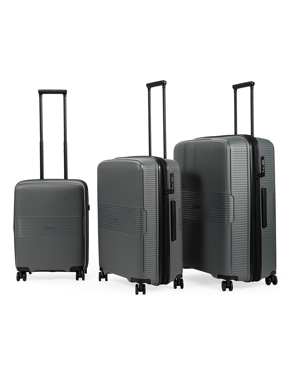 Mala Tipo Trolley Grande em Polipropileno Expandible Zipper - 76 cm/4 kg Cinzento-3