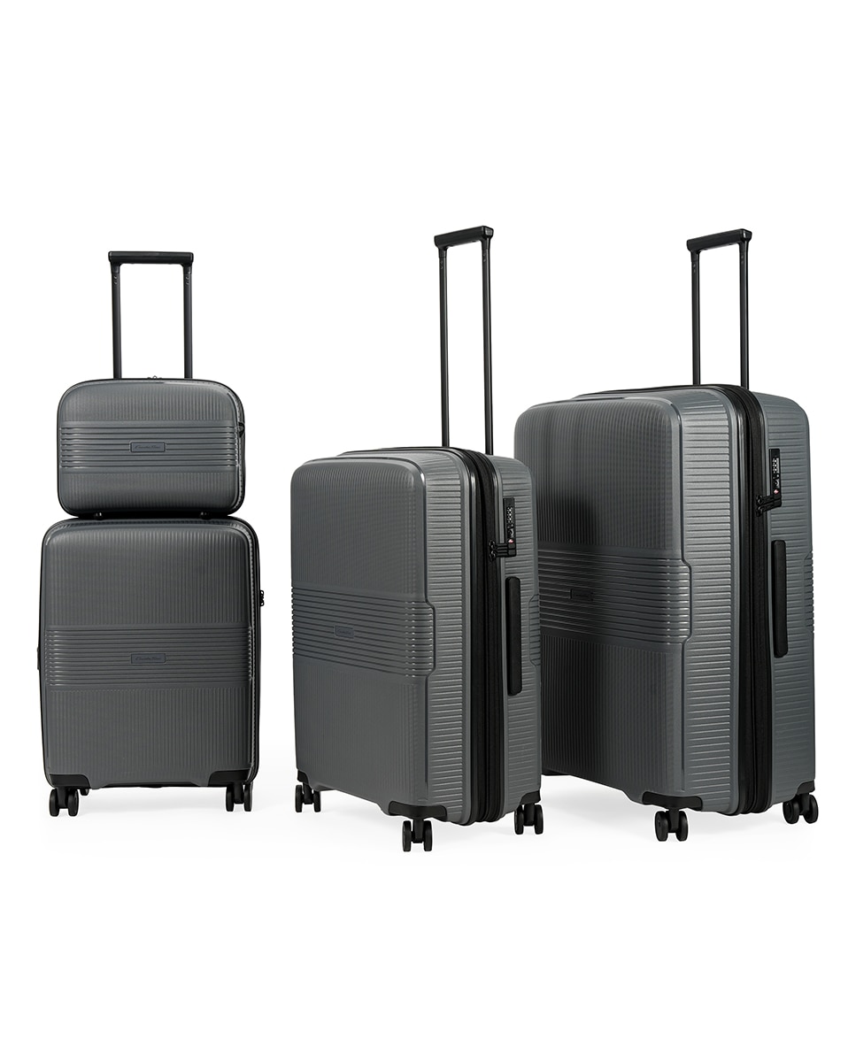 Mala Tipo Trolley Grande em Polipropileno Expandible Zipper - 76 cm/4 kg Cinzento-4
