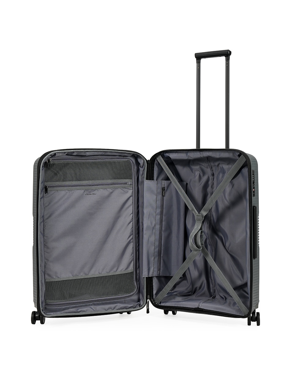 Mala Tipo Trolley Média em Polipropileno Expandible Zipper - 66,5 cm/3 kg. Cinzento-2