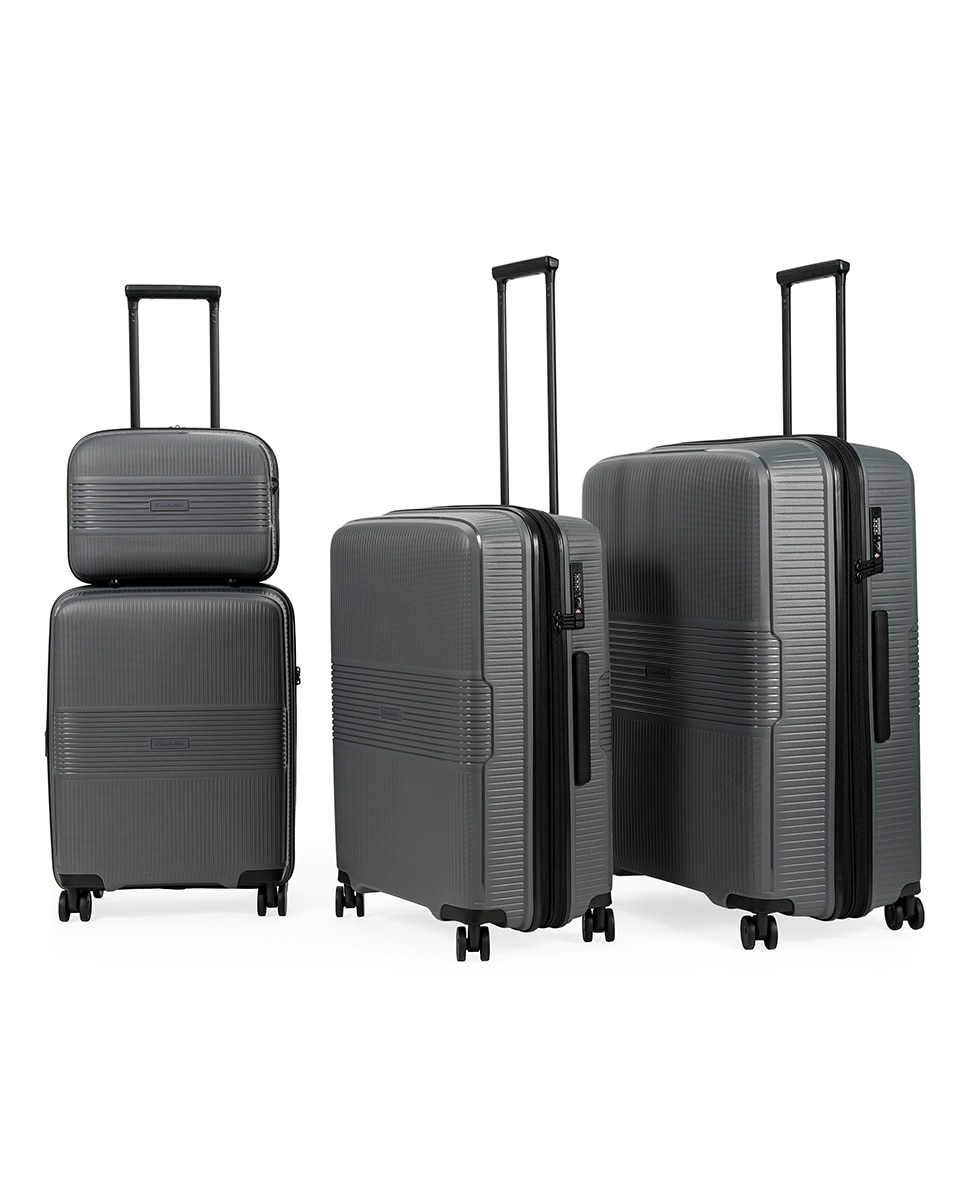 Mala Tipo Trolley Média em Polipropileno Expandible Zipper - 66,5 cm/3 kg. Cinzento-3