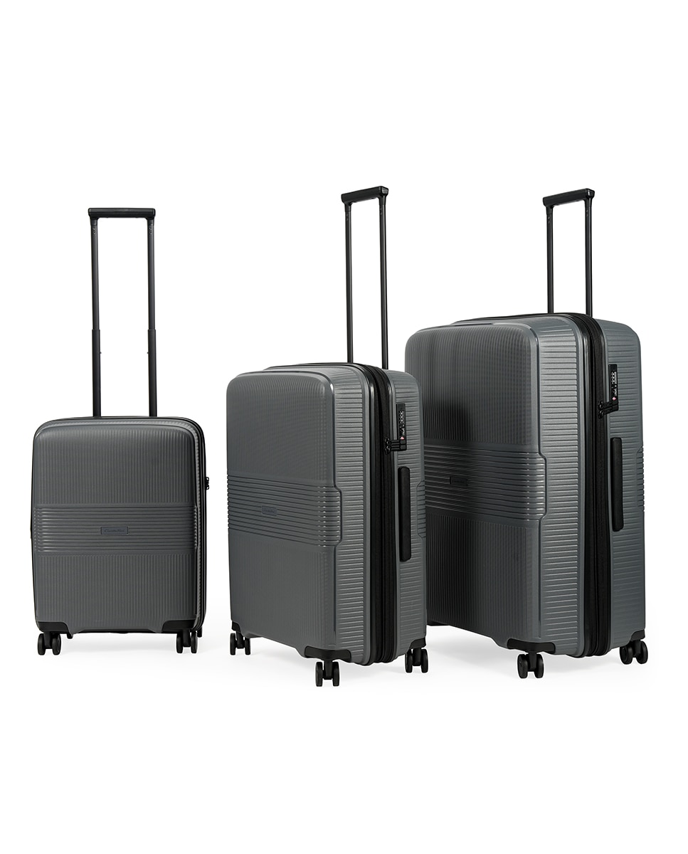 Mala Tipo Trolley Média em Polipropileno Expandible Zipper - 66,5 cm/3 kg. Cinzento-4