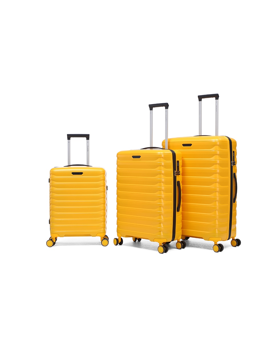 Mala Tipo Trolley de Cabine em Polipropileno Reverse Zipper - 55 cm/2,3 kg Amarelo-4