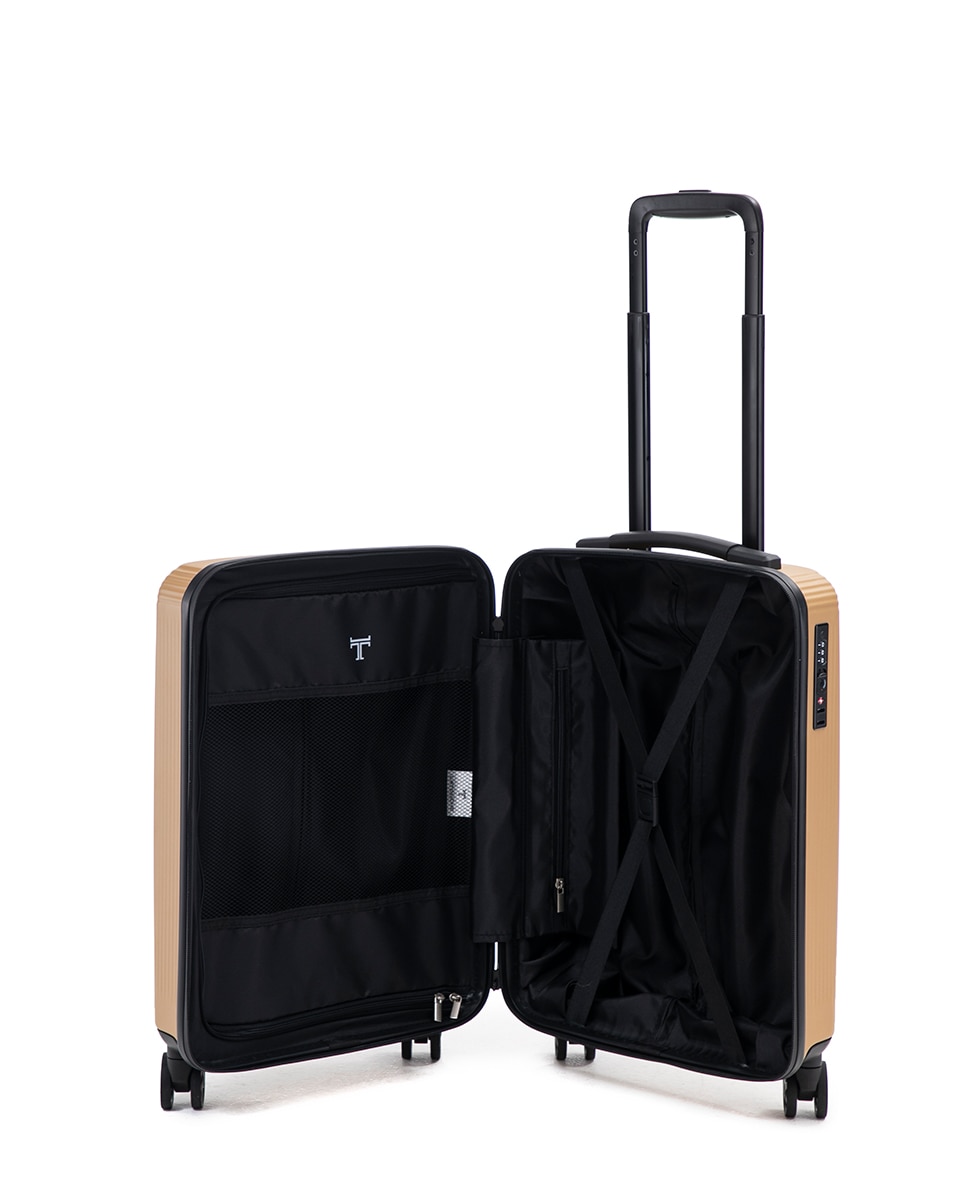 Mala Tipo Trolley de Cabine em Policarbonato Ultra Light - 54,5 cm/1,9 kg Bege-2