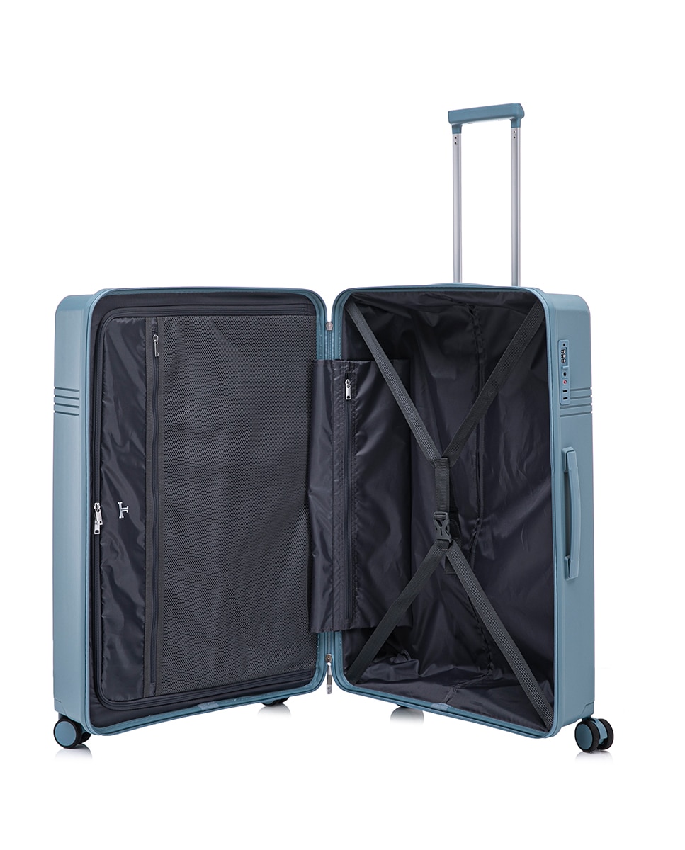 Mala Tipo Trolley Grande em Polipropileno Expandible Zipper - 76,5 cm/3,9 kg Azul-2