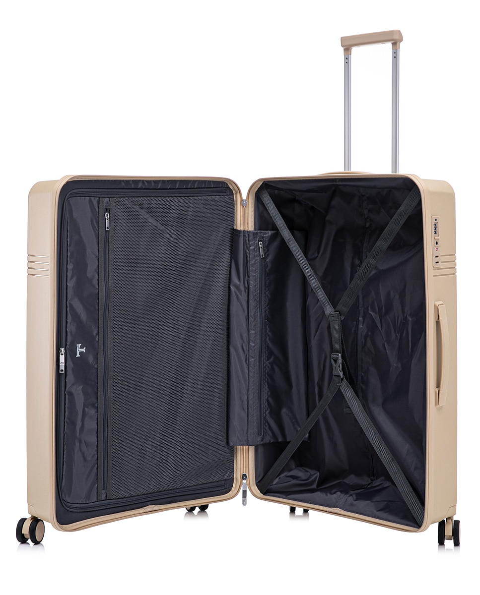 Mala Tipo Trolley Grande em Polipropileno Expandible Zipper - 76,5 cm/3,9 kg Castanho-2