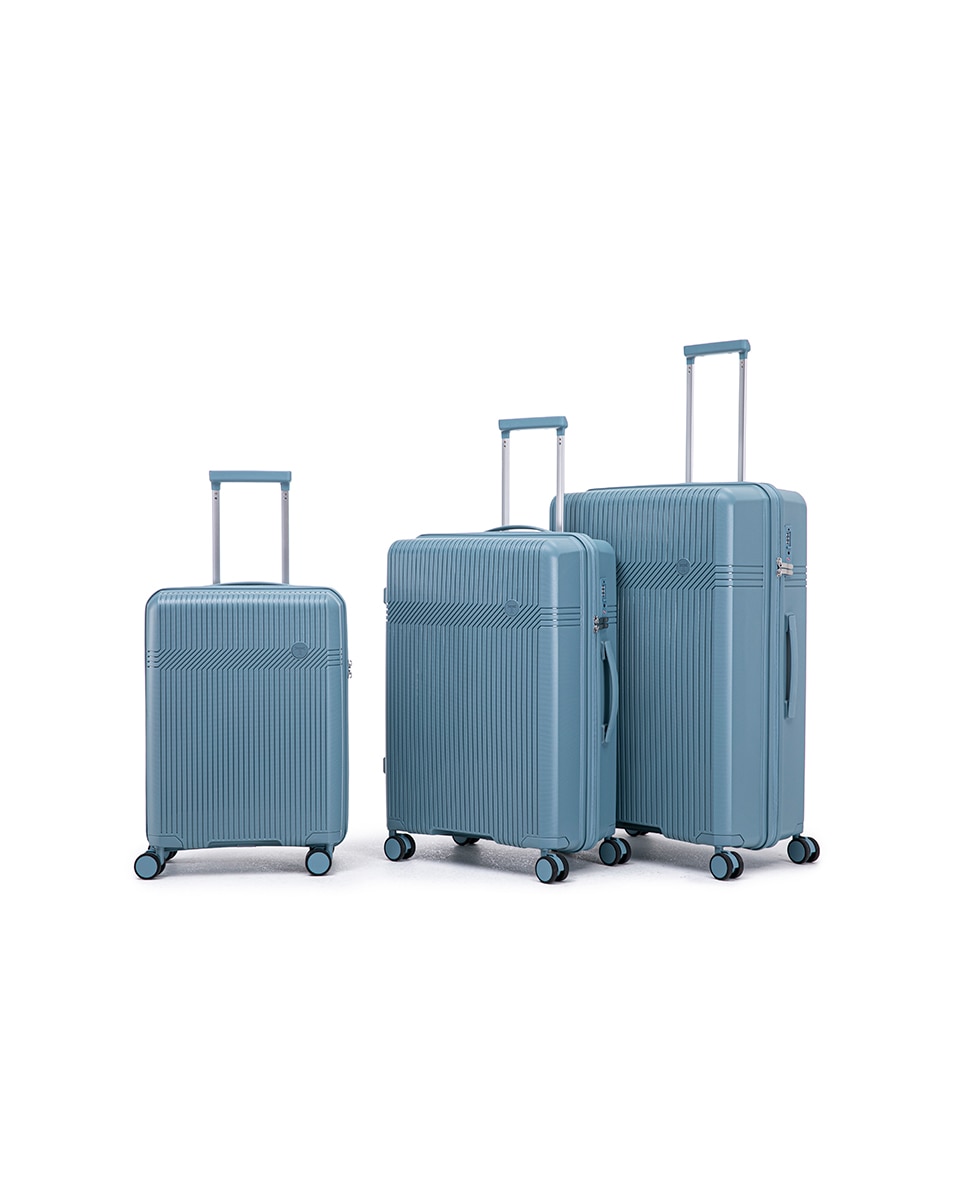 Mala Tipo Trolley Média em Polipropileno Reverse Zipper - 66 cm/3,1 kg Azul-3