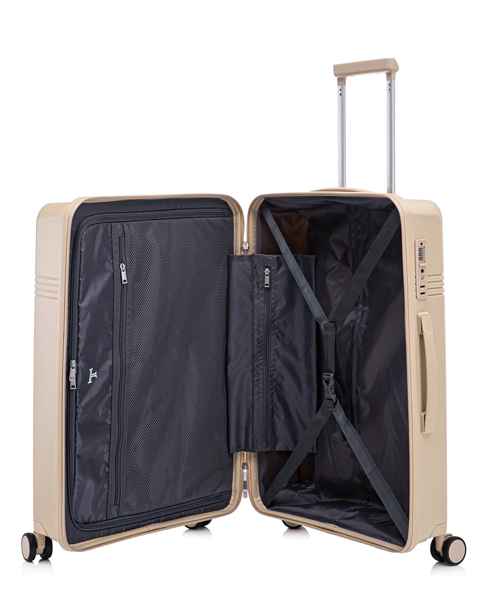 Mala Tipo Trolley Média em Polipropileno Reverse Zipper - 66 cm/3,1 kg Castanho-2