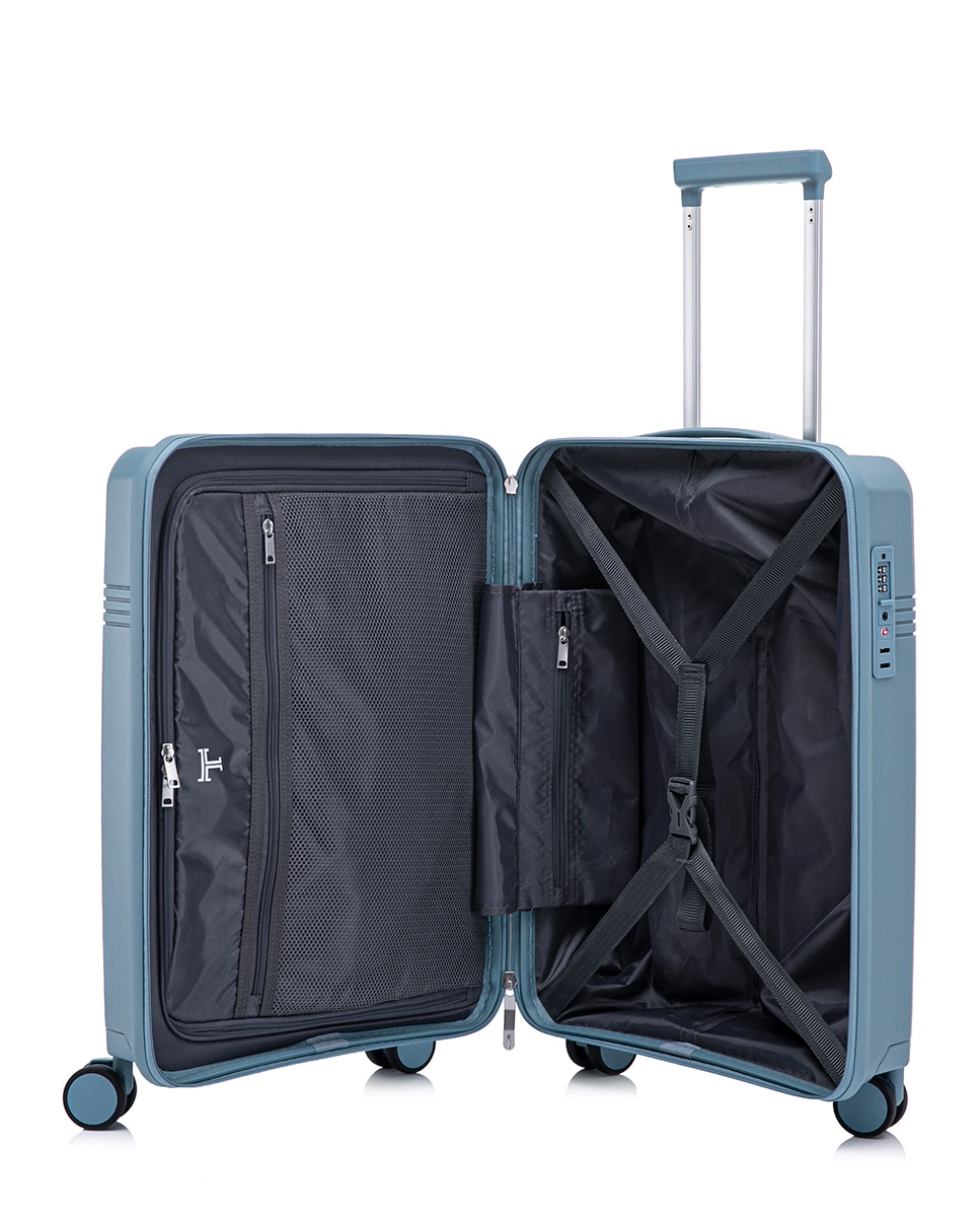 Mala Tipo Trolley de Cabine em Polipropileno Reverse Zipper - 55 cm/2,4 kg Azul-2