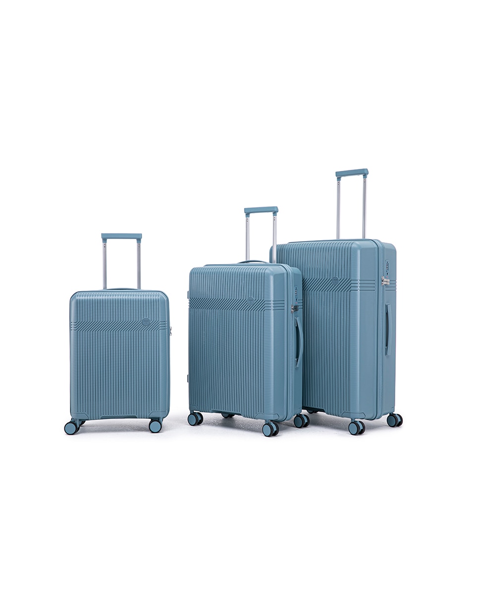Mala Tipo Trolley de Cabine em Polipropileno Reverse Zipper - 55 cm/2,4 kg Azul-3