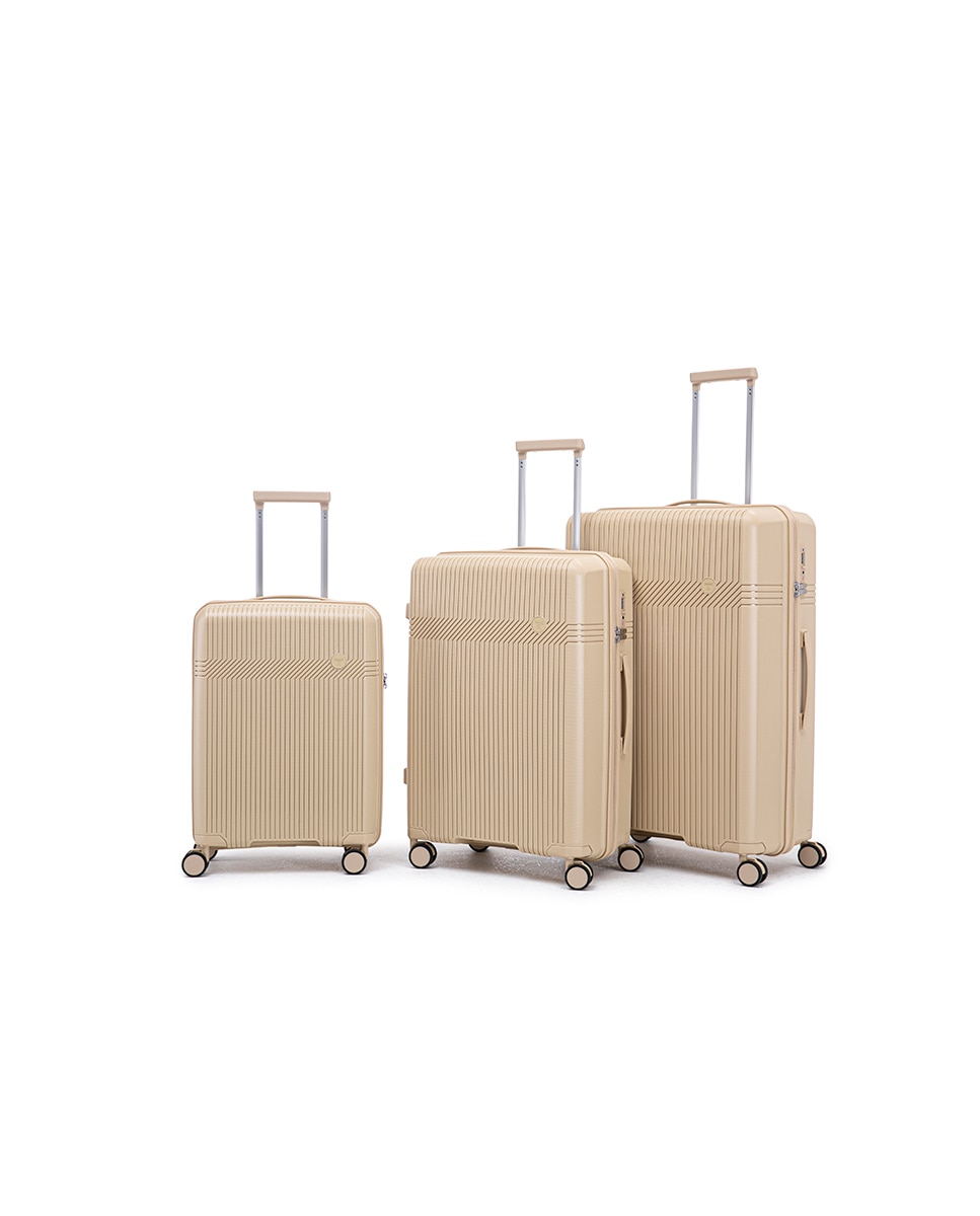 Mala Tipo Trolley de Cabine em Polipropileno Reverse Zipper - 55 cm/2,4 kg Castanho-3