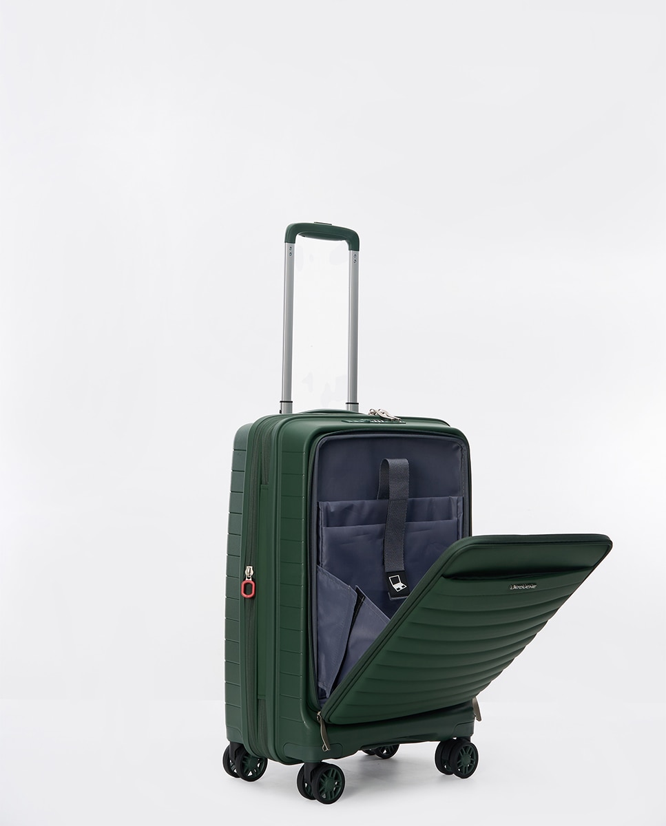 Mala Tipo Trolley de Cabine em Polipropileno com Porta à Frente, Porta-PC - 55 cm/2,8 kg Preto-2