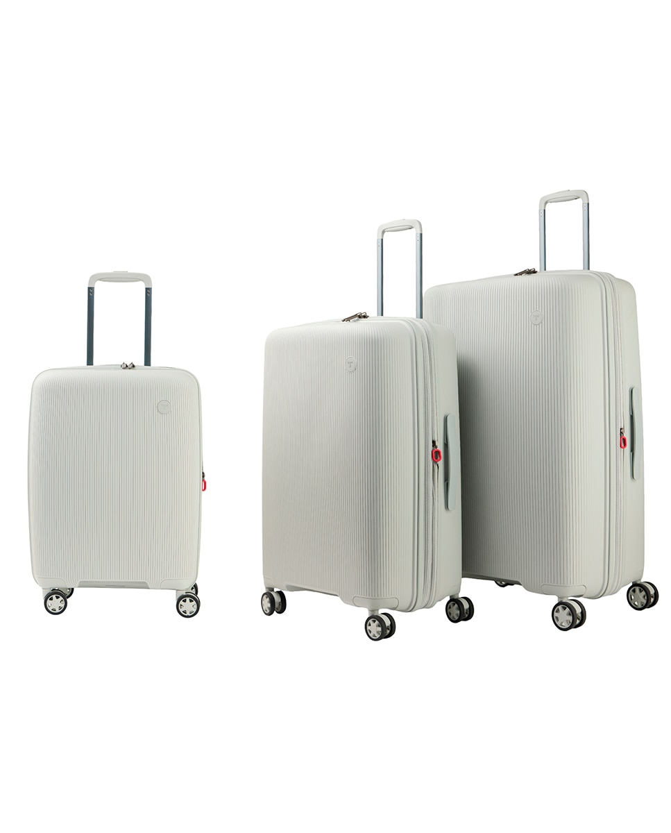Mala Tipo Trolley Média em Polipropileno Expansível Zipper - 67 cm/3,3 kg Cinzento-3