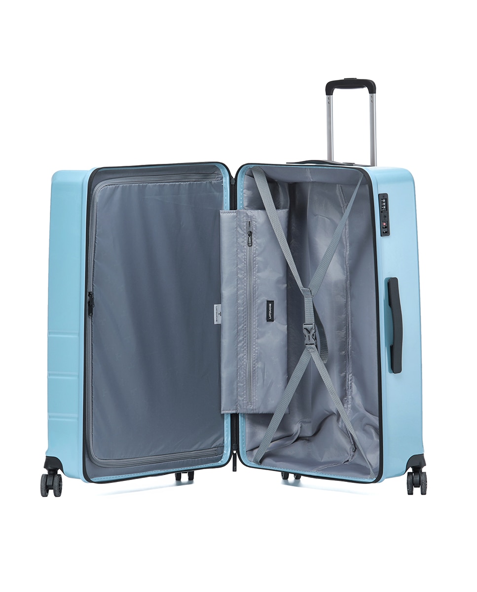 Mala Tipo Trolley Grande em Policarbonato Reverse Zipper - 73 cm/4,2 kg. Azul-2