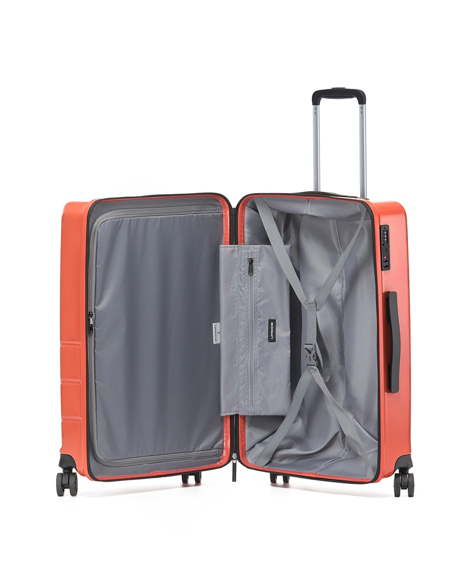 Mala Tipo Trolley Média em Policarbonato Reverse Zipper - 63 cm/3,4 kg Laranja-2
