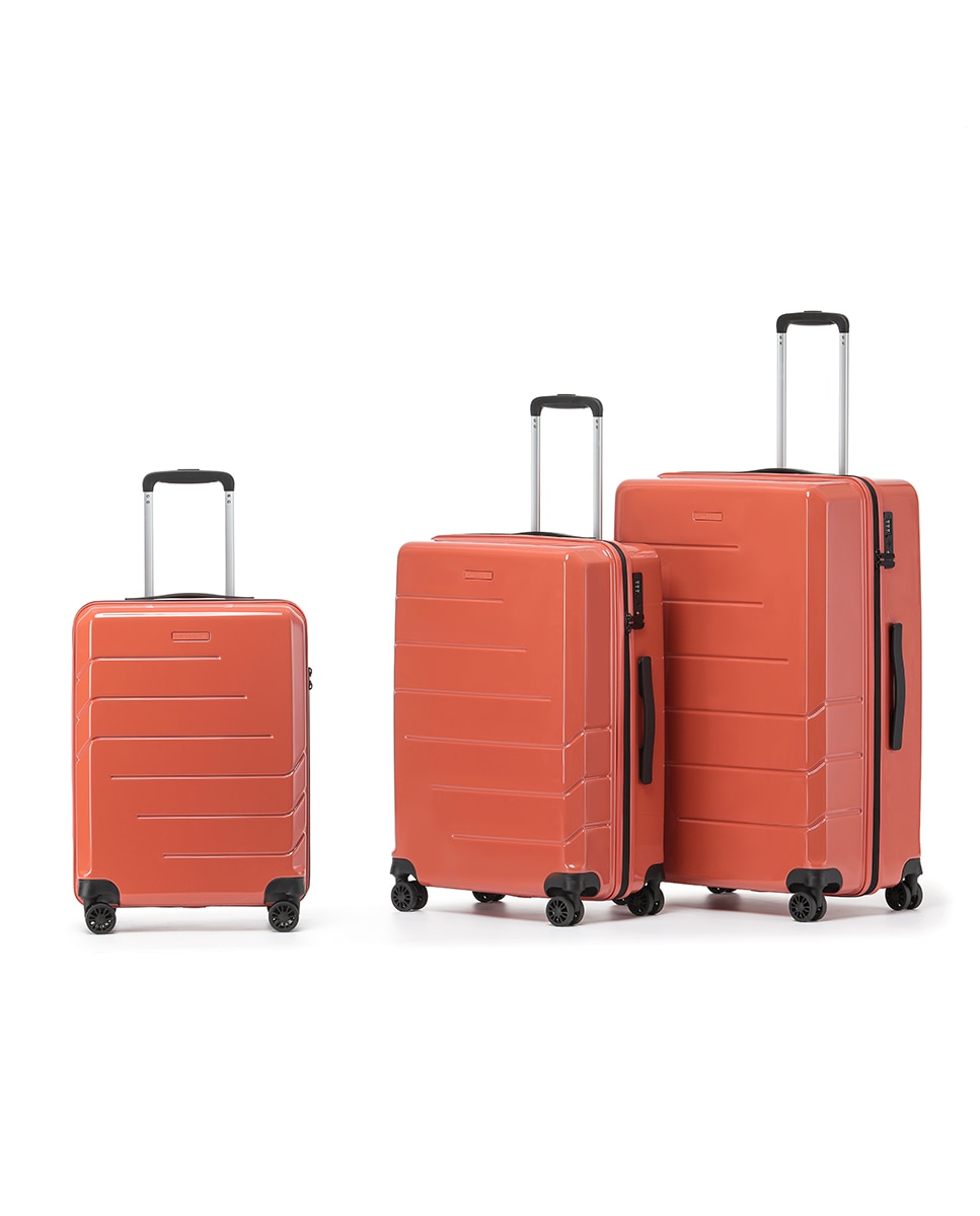 Mala Tipo Trolley Média em Policarbonato Reverse Zipper - 63 cm/3,4 kg Laranja-3