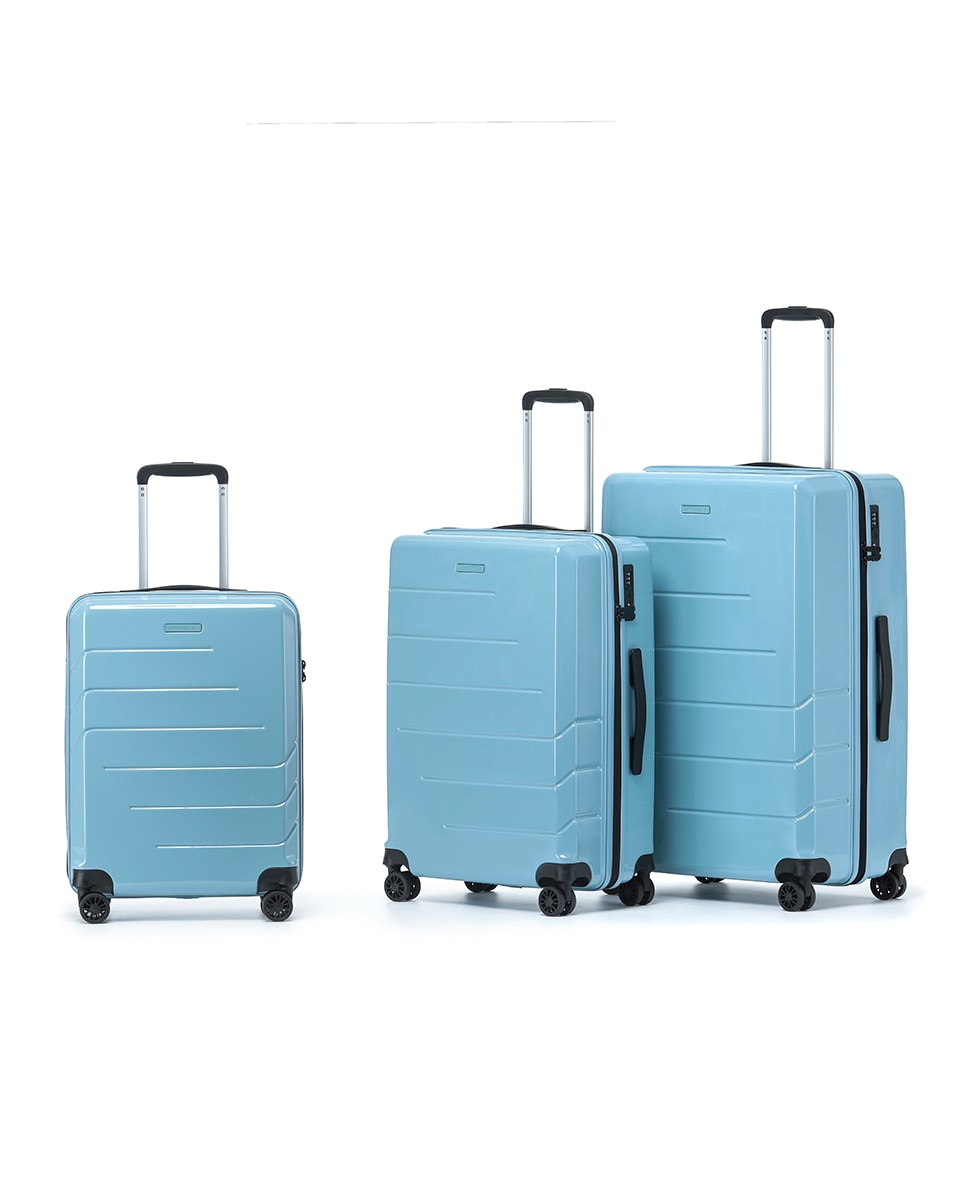 Mala Tipo Trolley Média em Policarbonato Reverse Zipper - 63 cm/3,4 kg Azul-4