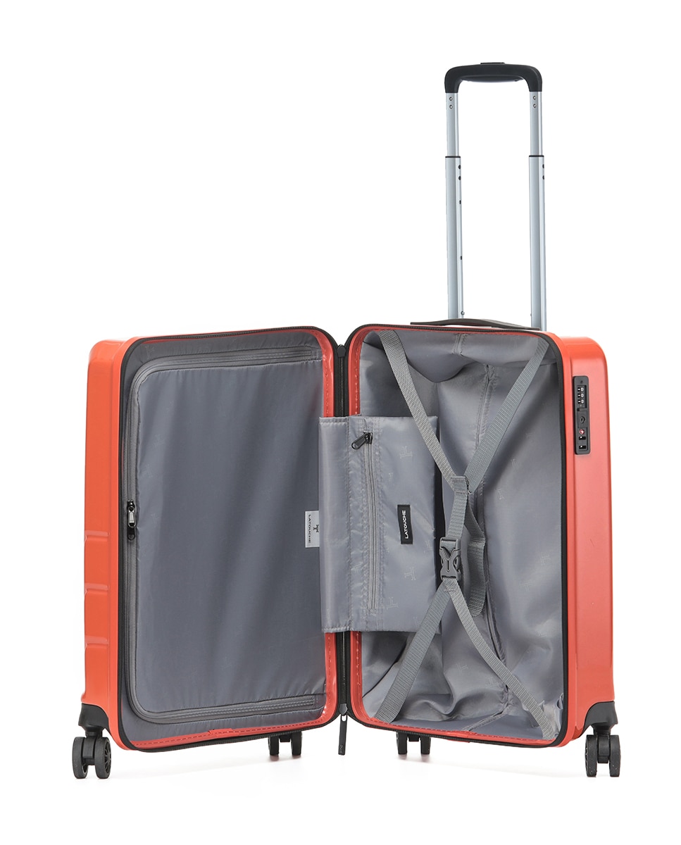 Mala Tipo Trolley de Cabine em Policarbonato Reverse Zipper - 54 cm/2,6 kg. Laranja-2