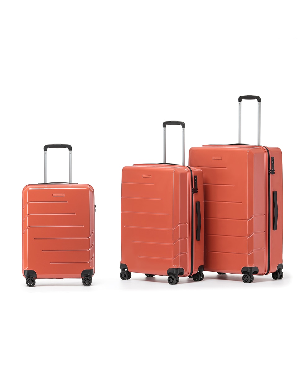 Mala Tipo Trolley de Cabine em Policarbonato Reverse Zipper - 54 cm/2,6 kg. Laranja-3