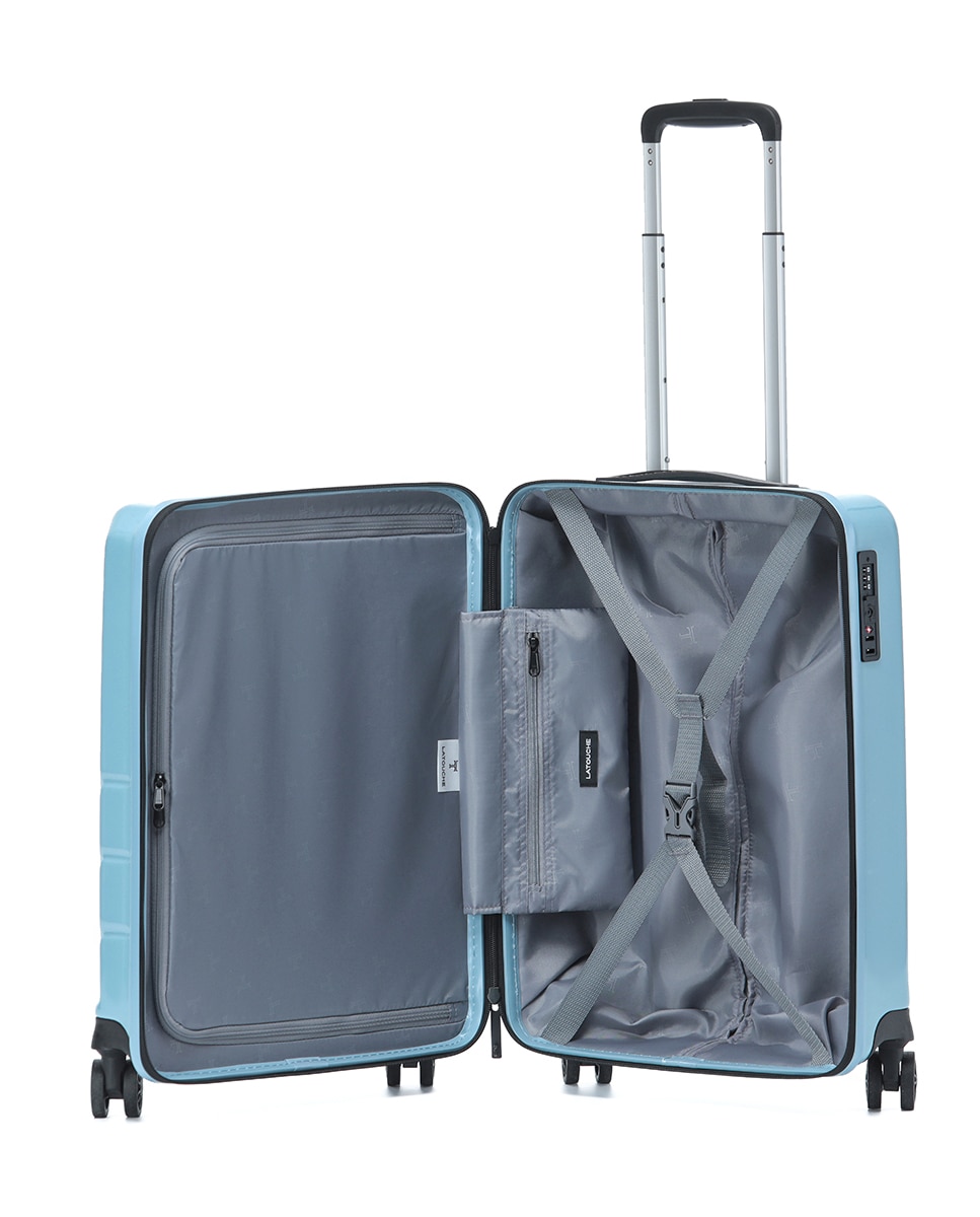Mala Tipo Trolley de Cabine em Policarbonato Reverse Zipper - 54 cm/2,6 kg Azul-2