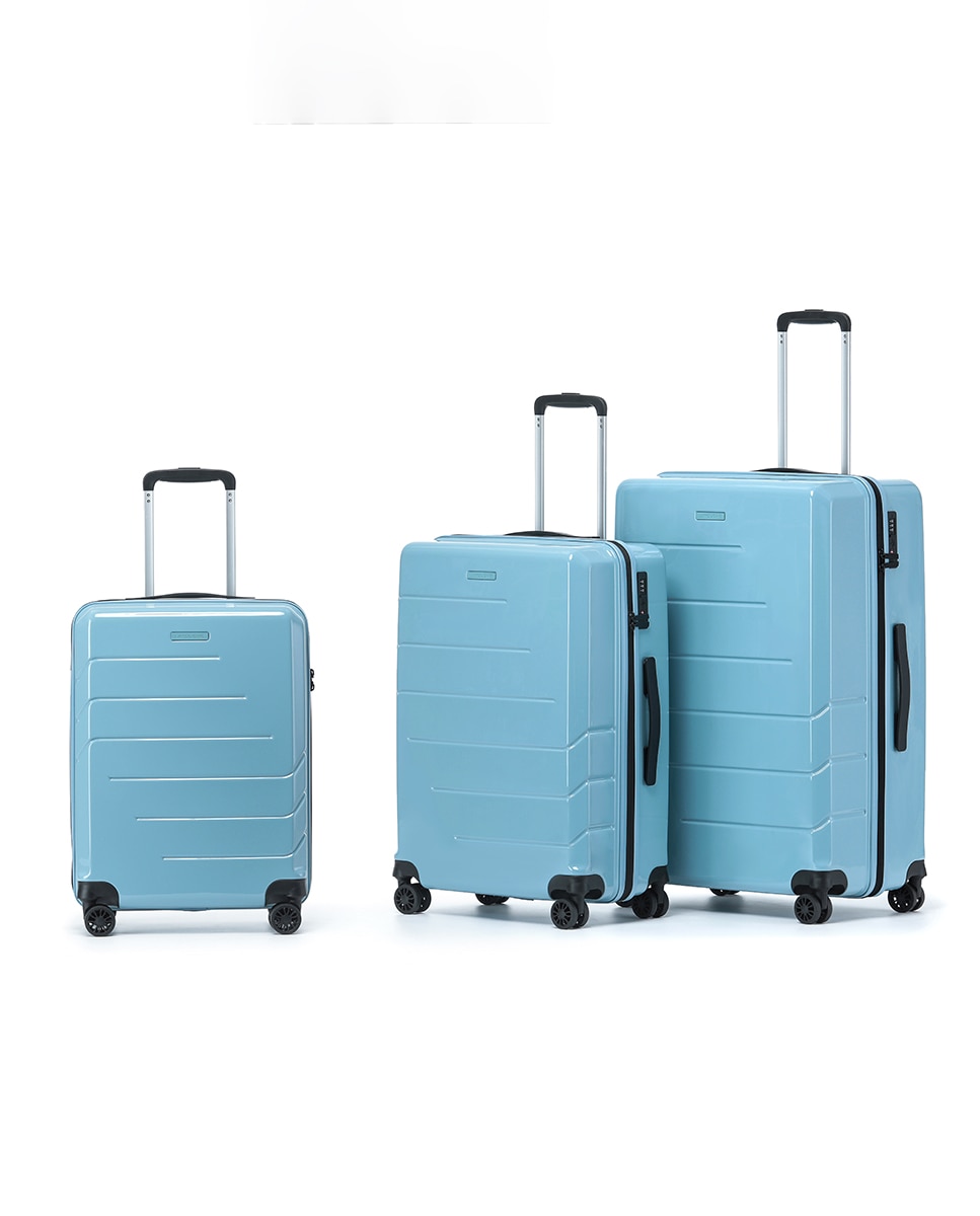 Mala Tipo Trolley de Cabine em Policarbonato Reverse Zipper - 54 cm/2,6 kg Azul-3