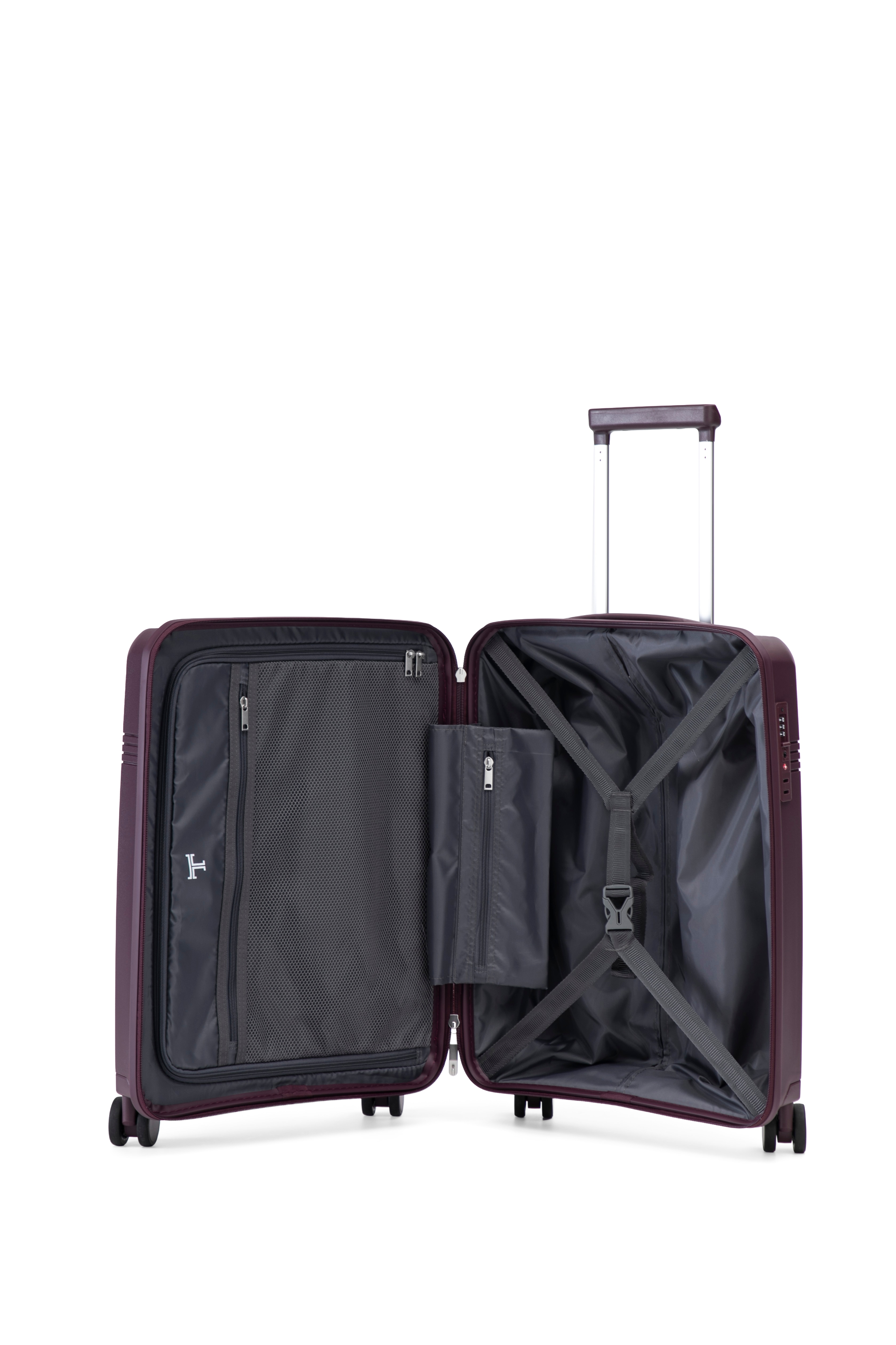 Mala Tipo Trolley de Cabine em Polipropileno Reverse Zipper - 55 cm/2,4 kg. Roxo-2