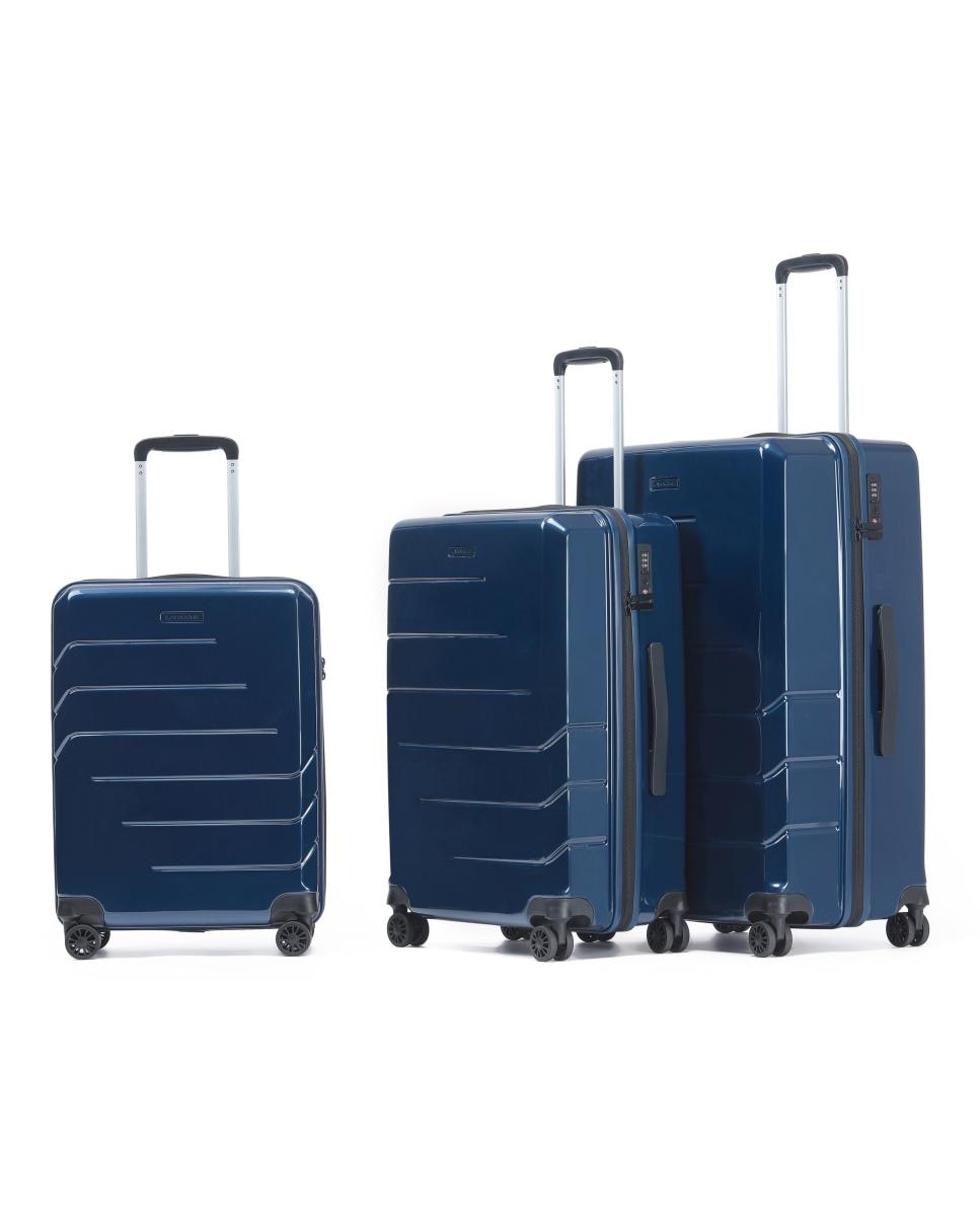 Mala Tipo Trolley Média em Policarbonato Reverse Zipper - 63 cm/3,4 kg. Azul-3