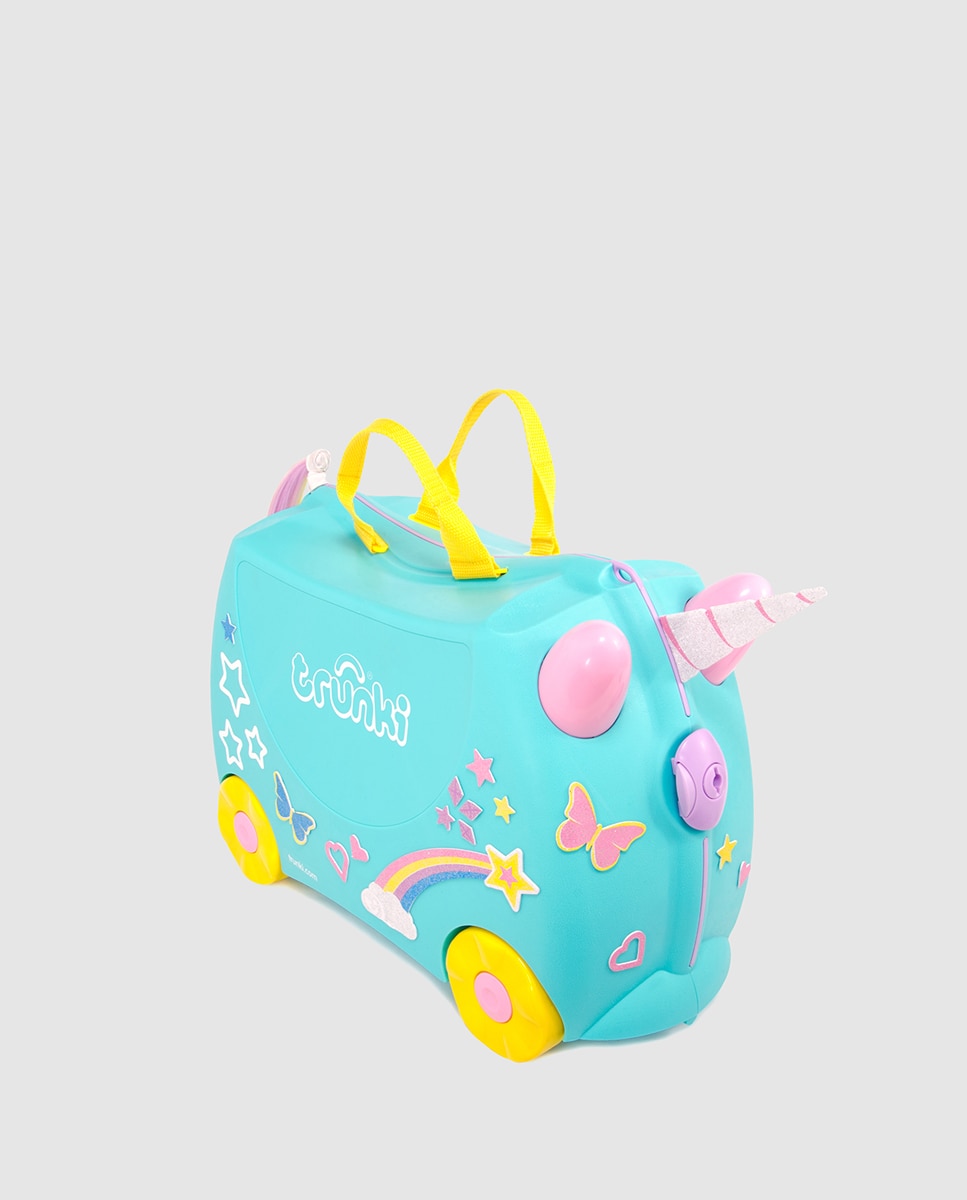 Imagem 0 de Trolley infantil UNICÓRNIO rígido azul pastel, com capacidade para 18 L.